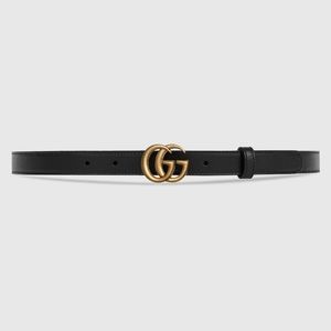 LEATHER BELT WITH DOUBLE G BUCKLE